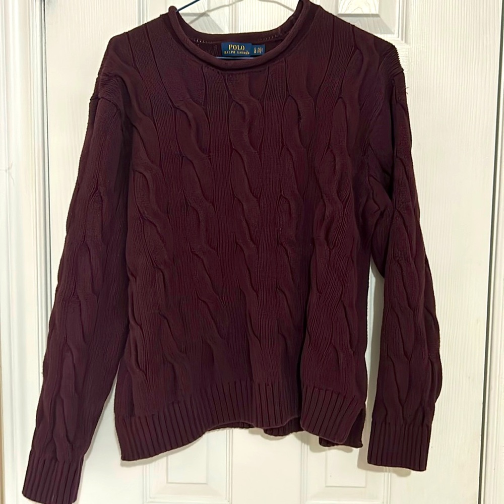 Polo Ralph Lauren 100 percent  cotton burgandy sweater size large